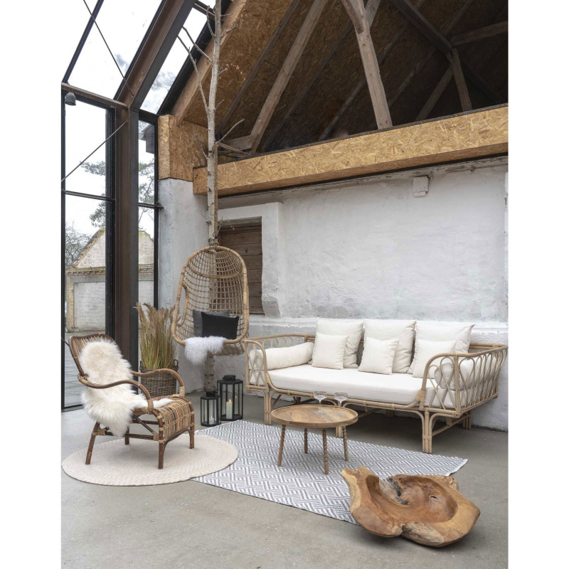 Table basse originale Ronde Bois de manguier Naturel Jammu - 2