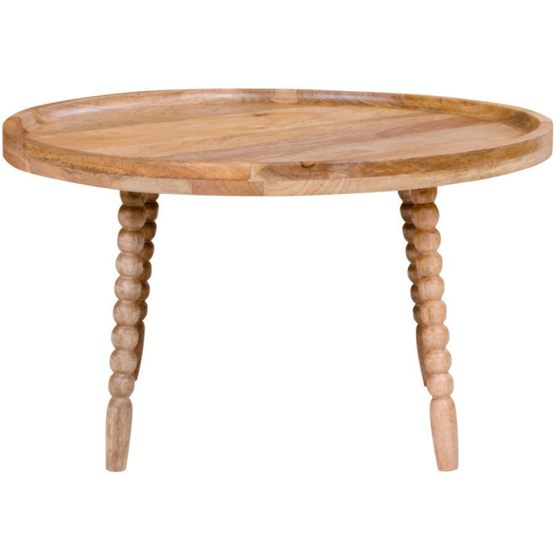 Table basse originale Ronde Bois de manguier Naturel Jammu - 3