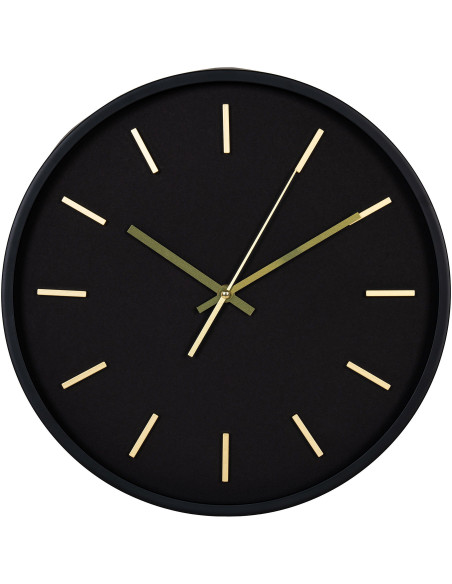 Horloge murale moderne silencieuse Ronde 35 cm Plastique Noir Doré Verre Kensington - 1