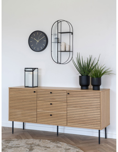 Horloge murale moderne silencieuse Ronde 35 cm Plastique Noir Doré Verre Kensington - 2