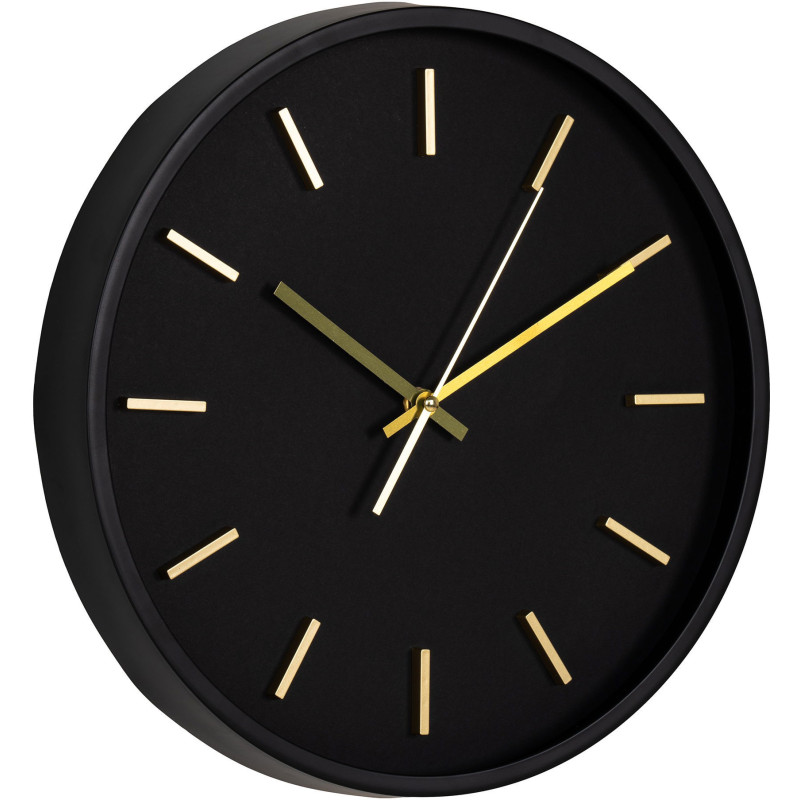 Horloge murale moderne silencieuse Ronde 35 cm Plastique Noir Doré Verre Kensington - 3
