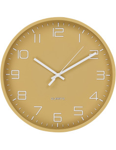 Horloge murale scandinave silencieuse Ronde 30 cm Plastique Ocre Blanc Verre Transparent Rosolini - 1