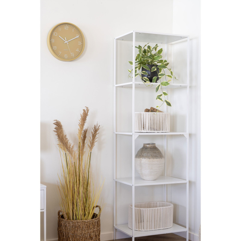 Horloge murale scandinave silencieuse Ronde 30 cm Plastique Ocre Blanc Verre Transparent Rosolini - 2