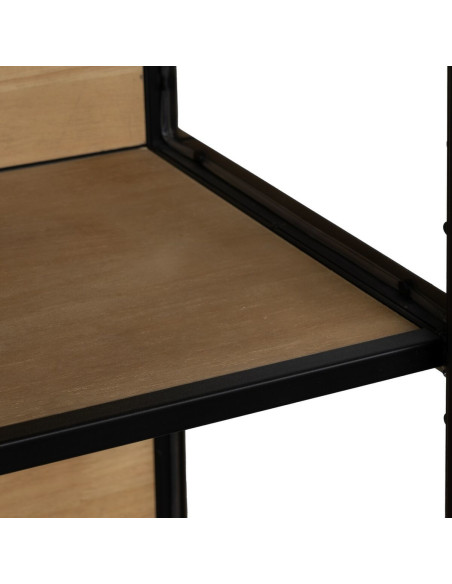 Buffet Vitrine industriel chic Bas 4 portes en Verre Transparent Métal Noir Bois MDF Naturel Barbate - 6