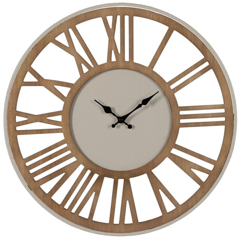 Horloge murale moderne Ronde 57 cm en Bois MDF Métal Naturel Escalona - 1