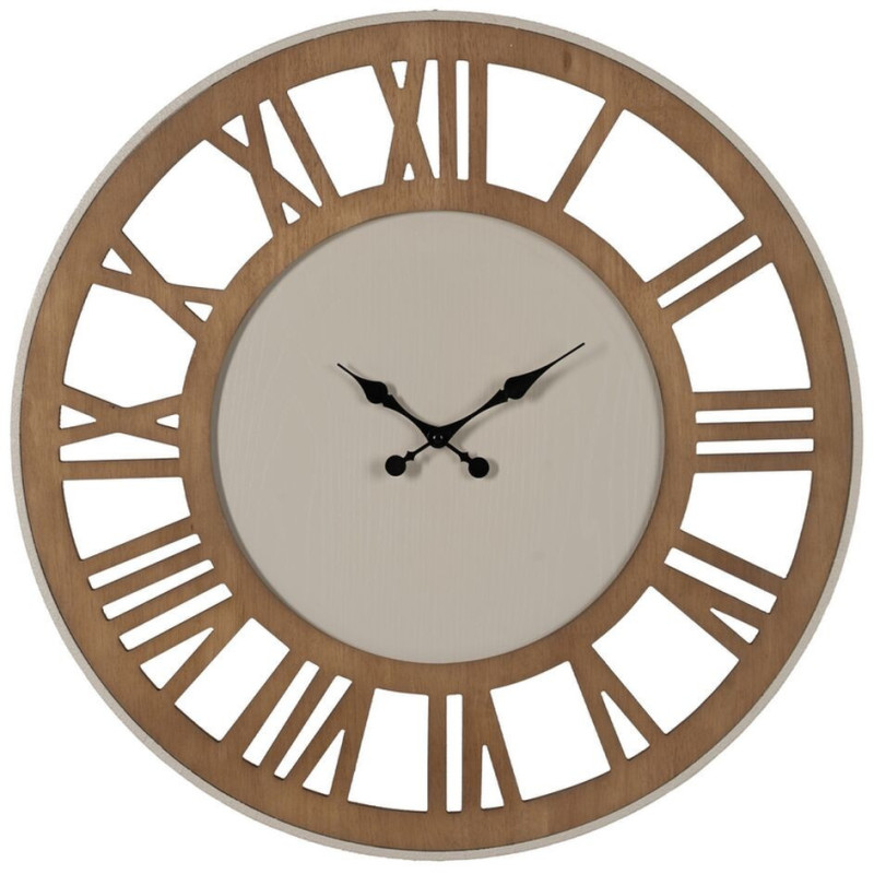Grande Horloge murale moderne Ronde 68 cm en Bois MDF Métal Naturel Escalona - 1