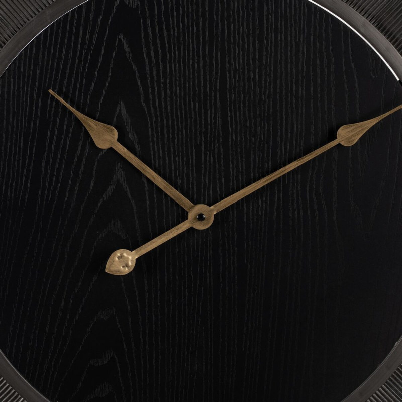 Horloge murale moderne Ronde 60 cm en Métal Bois MDF Noir Doré Alquezar - 3