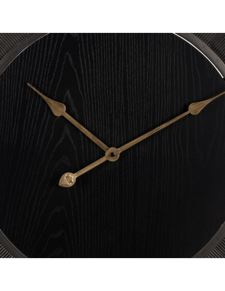 Horloge murale moderne Ronde 60 cm en Métal Bois MDF Noir Doré Alquezar - 3