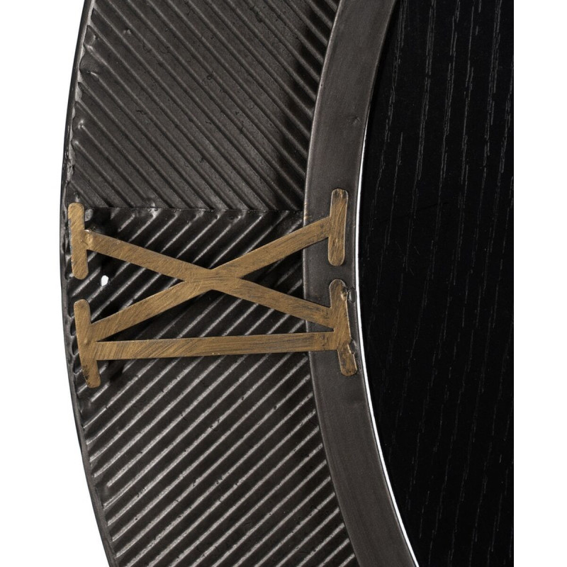 Horloge murale moderne Ronde 60 cm en Métal Bois MDF Noir Doré Alquezar - 4