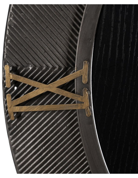 Horloge murale moderne Ronde 60 cm en Métal Bois MDF Noir Doré Alquezar - 4