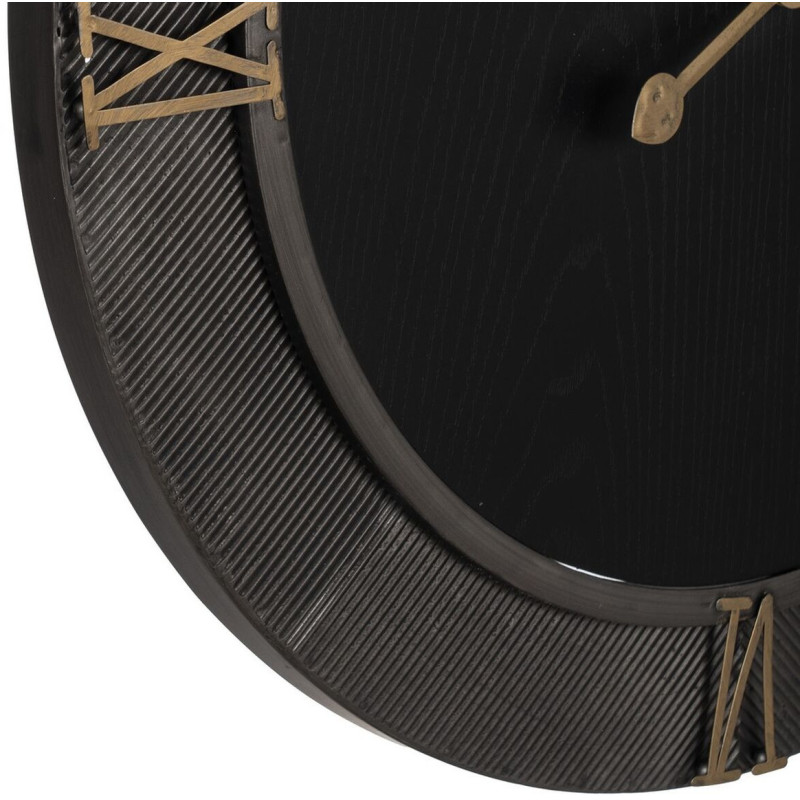 Horloge murale moderne Ronde 60 cm en Métal Bois MDF Noir Doré Alquezar - 6