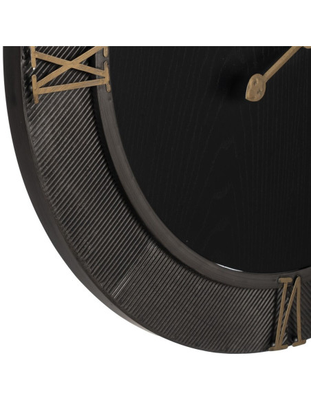 Horloge murale moderne Ronde 60 cm en Métal Bois MDF Noir Doré Alquezar - 6