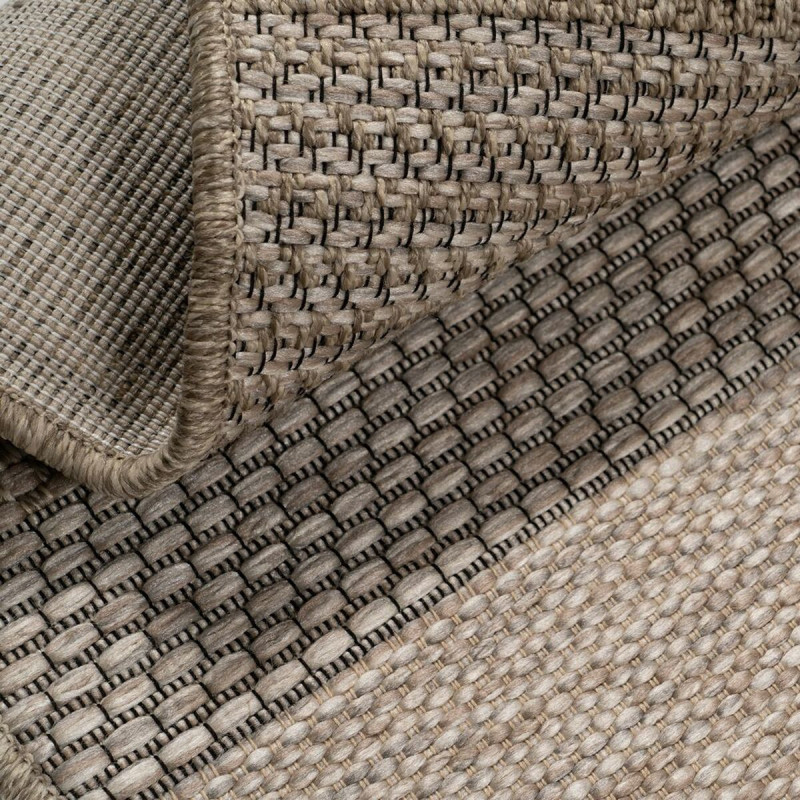 Grand Tapis de jardin moderne Rectangulaire 240x330 en Polypropylène Marron Motif rayures Mota - 3