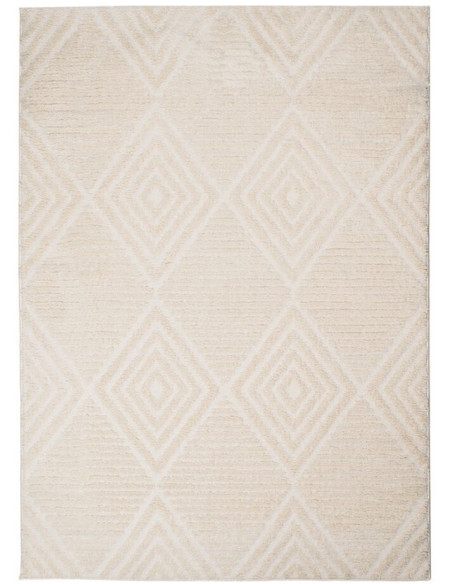 Grand Tapis moderne Rectangulaire 160x230 en Tissu Beige Motif losanges Estepa - 1