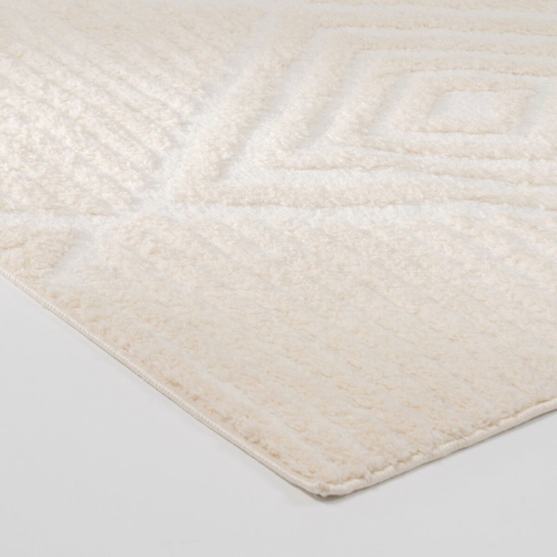 Grand Tapis moderne Rectangulaire 160x230 en Tissu Beige Motif losanges Estepa - 2