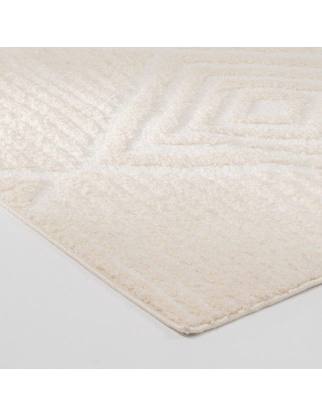 Grand Tapis moderne Rectangulaire 160x230 en Tissu Beige Motif losanges Estepa - 2