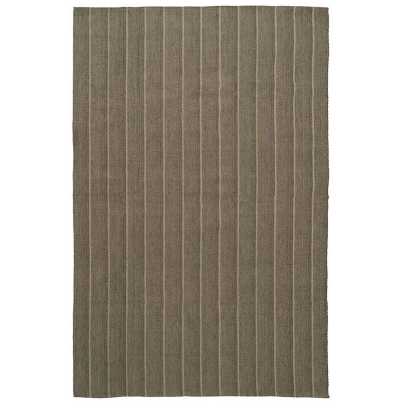 Grand Tapis moderne Rectangulaire 160x240 en Jute Naturel Coton Vert Tressé Motif lignes Arenas - 1