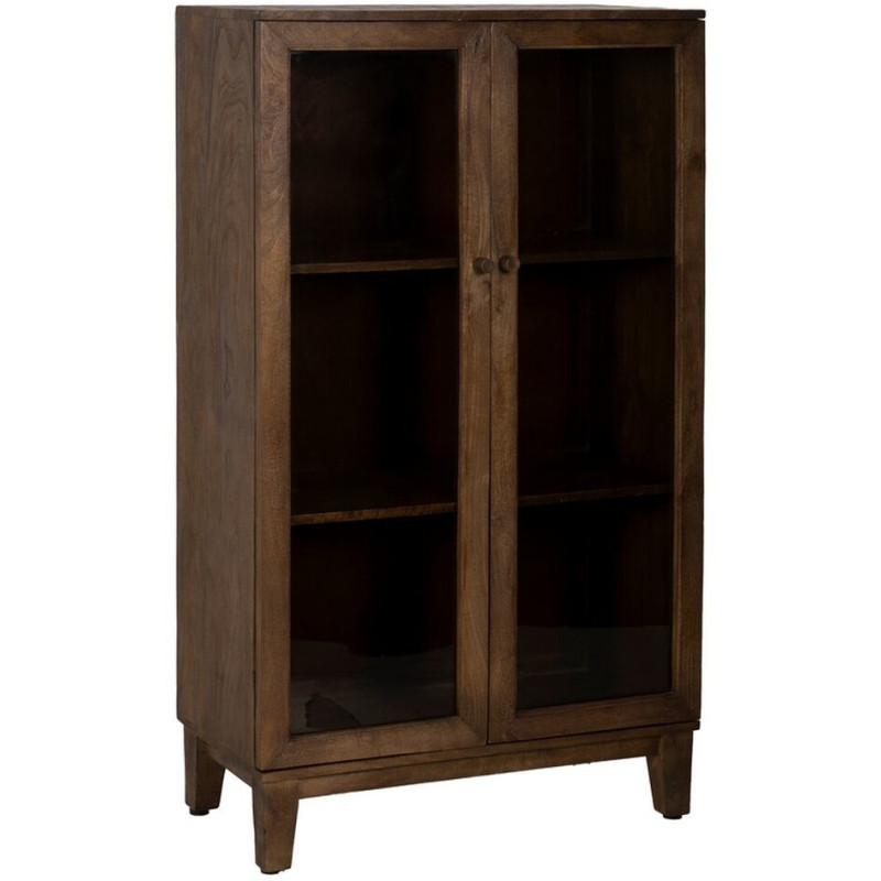 Buffet Vitrine moderne Haut 2 portes en Bois de manguier Marron Verre Transparent Carabana - 1