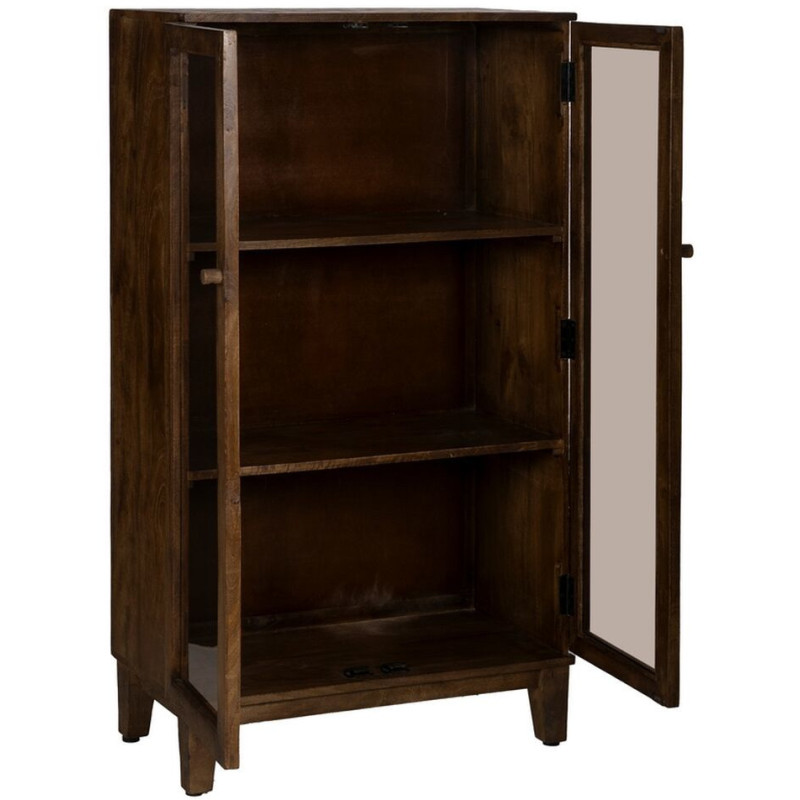 Buffet Vitrine moderne Haut 2 portes en Bois de manguier Marron Verre Transparent Carabana - 3