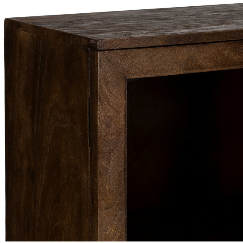 Buffet Vitrine moderne Haut 2 portes en Bois de manguier Marron Verre Transparent Carabana - 4