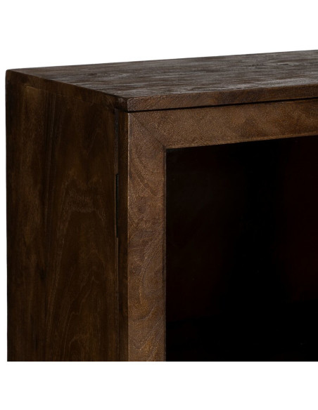 Buffet Vitrine moderne Haut 2 portes en Bois de manguier Marron Verre Transparent Carabana - 4