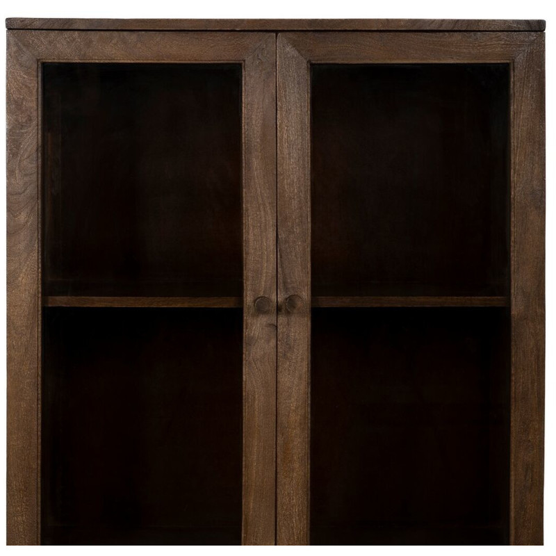 Buffet Vitrine moderne Haut 2 portes en Bois de manguier Marron Verre Transparent Carabana - 5