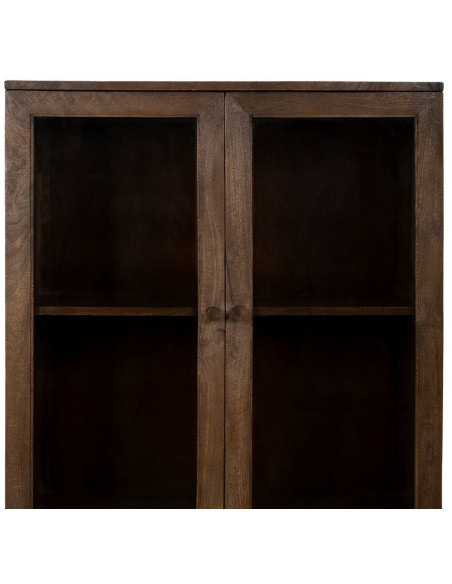 Buffet Vitrine moderne Haut 2 portes en Bois de manguier Marron Verre Transparent Carabana - 5