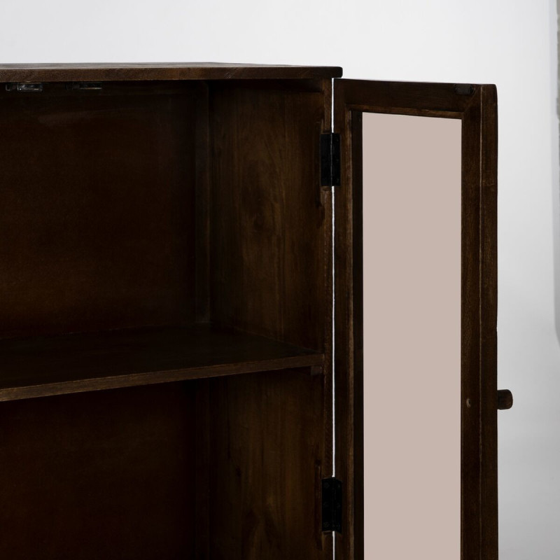 Buffet Vitrine moderne Haut 2 portes en Bois de manguier Marron Verre Transparent Carabana - 6