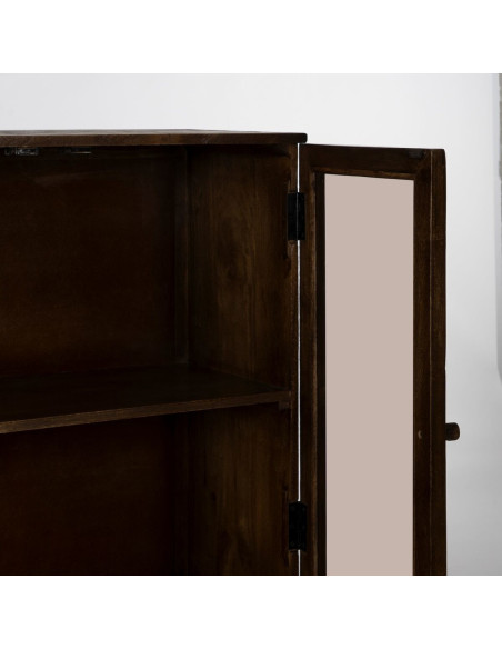 Buffet Vitrine moderne Haut 2 portes en Bois de manguier Marron Verre Transparent Carabana - 6