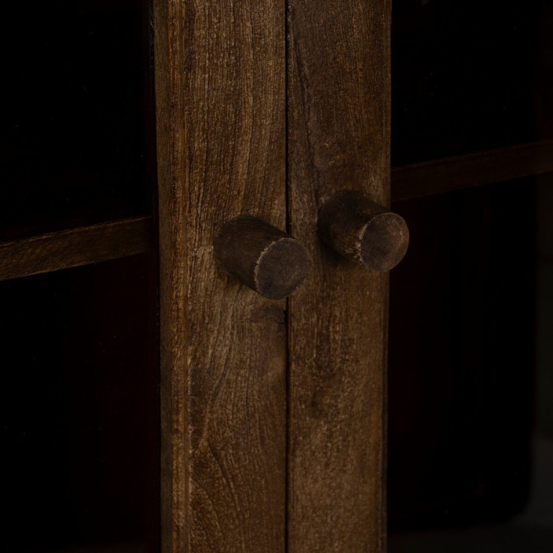 Buffet Vitrine moderne Haut 2 portes en Bois de manguier Marron Verre Transparent Carabana - 7