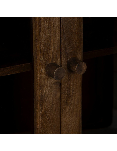 Buffet Vitrine moderne Haut 2 portes en Bois de manguier Marron Verre Transparent Carabana - 7