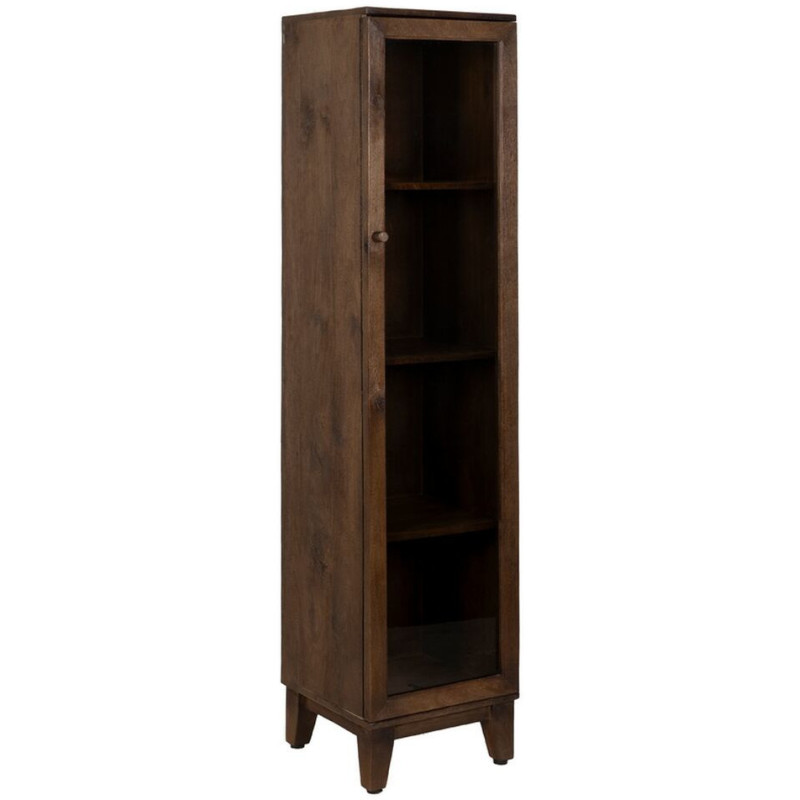 Buffet Vitrine moderne Haut 1 porte en Bois de manguier Marron Verre Transparent Carabana - 1