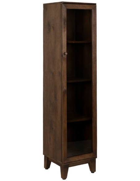 Buffet Vitrine moderne Haut 1 porte en Bois de manguier Marron Verre Transparent Carabana - 1