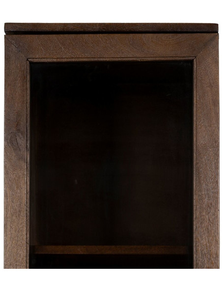 Buffet Vitrine moderne Haut 1 porte en Bois de manguier Marron Verre Transparent Carabana - 2