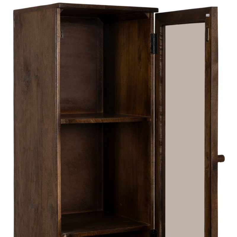 Buffet Vitrine moderne Haut 1 porte en Bois de manguier Marron Verre Transparent Carabana - 3