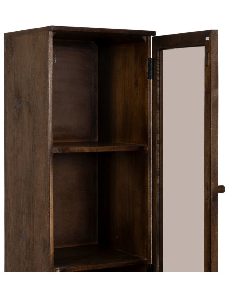 Buffet Vitrine moderne Haut 1 porte en Bois de manguier Marron Verre Transparent Carabana - 3