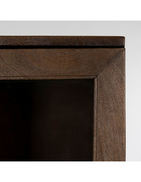 Buffet Vitrine moderne Haut 1 porte en Bois de manguier Marron Verre Transparent Carabana - 5