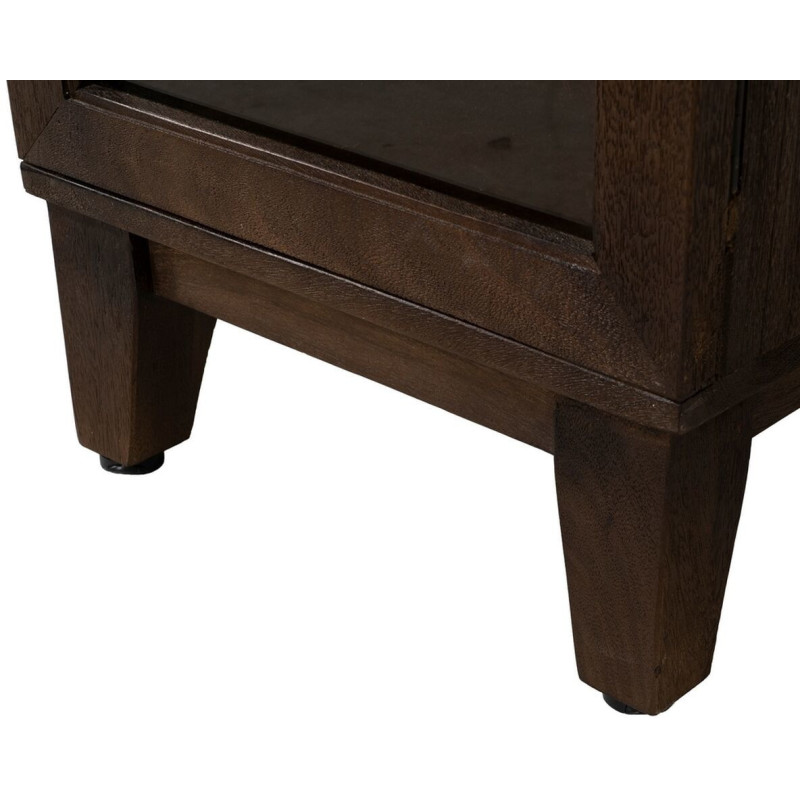 Buffet Vitrine moderne Haut 1 porte en Bois de manguier Marron Verre Transparent Carabana - 7