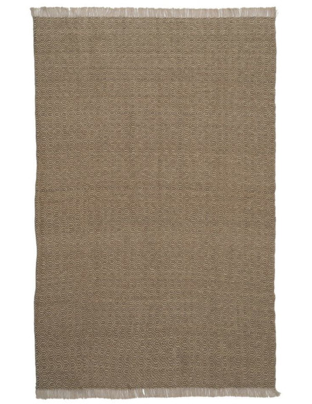 Grand Tapis bohème chic Rectangulaire 160x240 en Jute Naturel Laine Coton Noir Tressé Herrera - 1