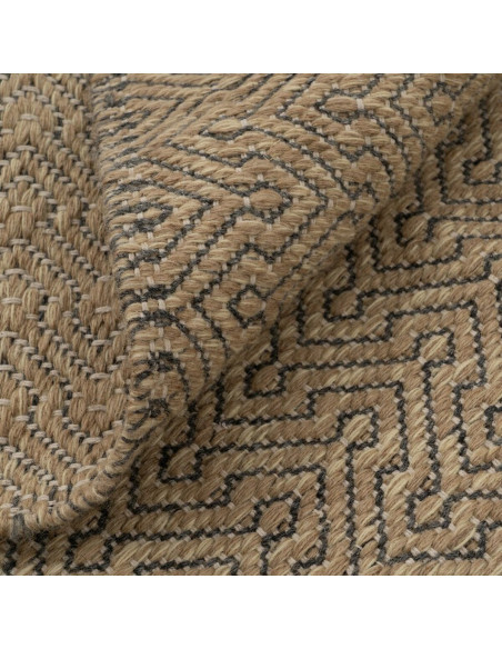Grand Tapis bohème chic Rectangulaire 160x240 en Jute Naturel Laine Coton Noir Tressé Herrera - 2