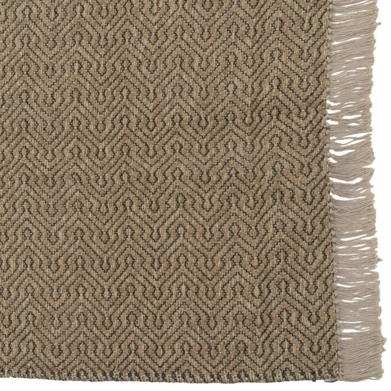 Grand Tapis bohème chic Rectangulaire 160x240 en Jute Naturel Laine Coton Noir Tressé Herrera - 3