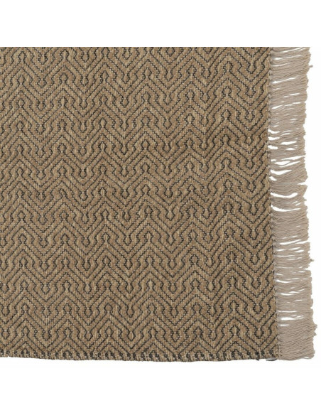 Grand Tapis bohème chic Rectangulaire 160x240 en Jute Naturel Laine Coton Noir Tressé Herrera - 3
