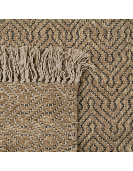 Grand Tapis bohème chic Rectangulaire 160x240 en Jute Naturel Laine Coton Noir Tressé Herrera - 5