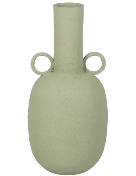 Grand Vase moderne 2 anses Amphore Hauteur 53 cm en Métal Vert Sauge Falces - 1