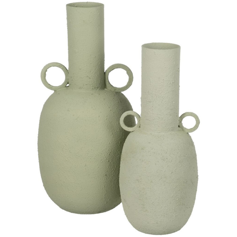 Grand Vase moderne 2 anses Amphore Hauteur 53 cm en Métal Vert Sauge Falces - 2