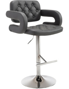 Tabouret de bar haut de gamme en Polyuréthane Gris Métal Argenté Nyvris - 1