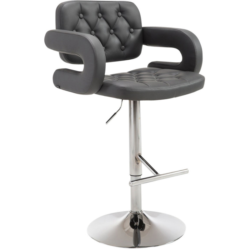 Tabouret de bar haut de gamme en Polyuréthane Gris Métal Argenté Nyvris - 1