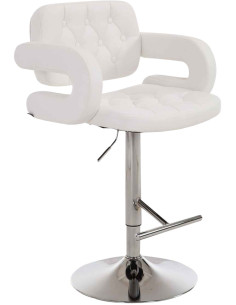 Tabouret de bar haut de gamme en Polyuréthane Blanc Métal Argenté Nyvris - 1