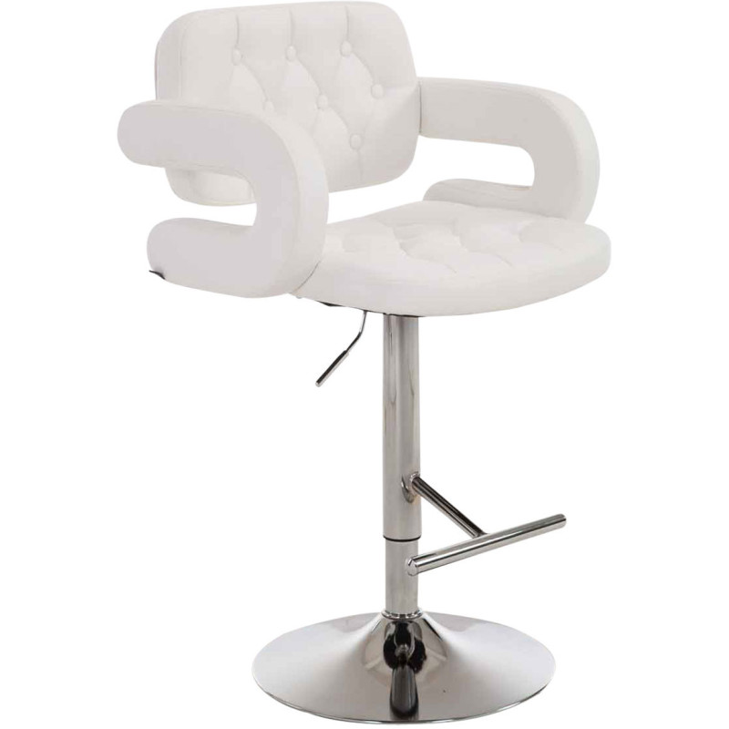 Tabouret de bar haut de gamme en Polyuréthane Blanc Métal Argenté Nyvris - 1