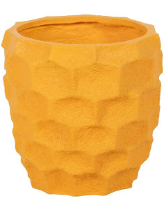 Grand Cache-pot extérieur moderne Rond 49 cm en Résine de magnésium Jaune Genoves - 1